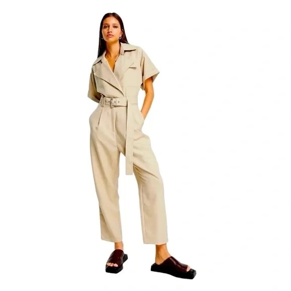 ASOS DESIGN | Short Sleeve Belted Jumpsuit - Picture 1 of 4